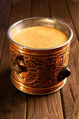 Authentic Turkish brass copper, electric hot sand coffee maker, heater machine for traditional Turkish coffee.