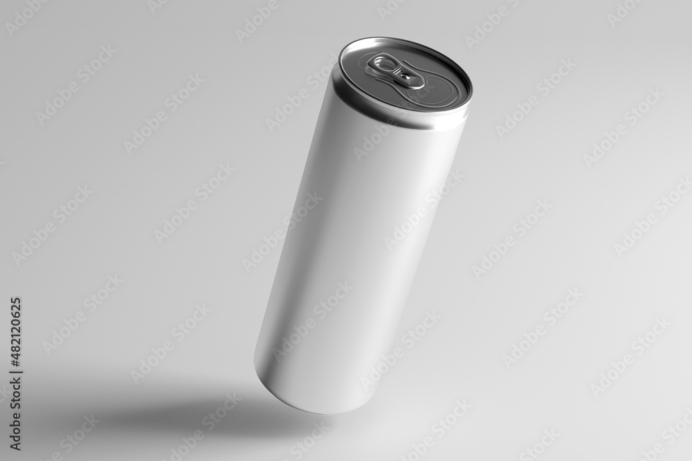 Poster mock up view of a metal can - 3d rendering