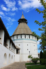 White walls and towers of a medieval castle