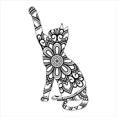 Cat Mandala Vector | Animal Mandala coloring page for  adults | vector  illustration  mandala art 