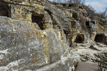 Caves in the rock Cave city Chufut-Kale in Bakhchysarai, Crimea