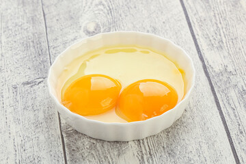 Chicken egg in the bowl