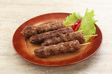 Beef kebab skewer minced meat