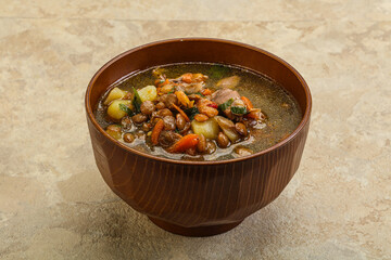 Lentil soup with chicken and vegetables