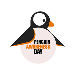 Penguin Vector Design with Icon for Penguin Awareness Day on white background