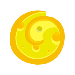 Piece of cheese roll. Food. Milk product. Flat vector illustration