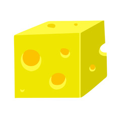 Piece of cheese. Food. Milk product. Flat vector illustration