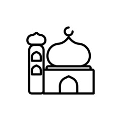 mosque outline icon. the dome and minaret of the mosque. suitable for Islamic celebrations, Ramadan, Eid, etc.