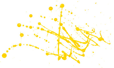 Blots of yellow paint on a white background.