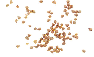 Buckwheat groats isolated on white background.