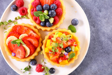 fruit tart,  tartlet with berries fruits