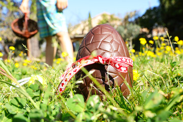 big chocolate egg in the garden- easter day