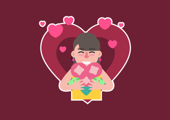 Valentine's day gift illustration for various graphic design and advertising applications