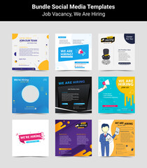 Bundling poster for we are hiring. employees needed. Set of social media template job vacancy recruitment
