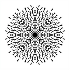 Vector hand drawn mandala isolated on white background. Mandala coloring page. Valentine's day greeting card. Outline mandala of hearts.