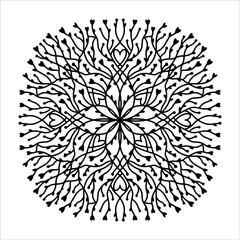 Vector hand drawn mandala isolated on white background. Mandala coloring page. Valentine's day greeting card. Outline mandala of hearts.