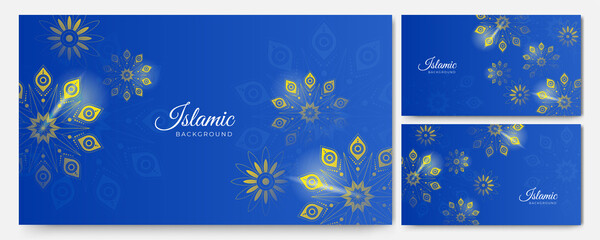 Beautiful golden blue Islamic design background