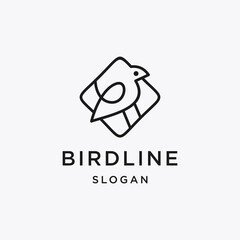 Bird logo hipster vector line outline monoline art icon