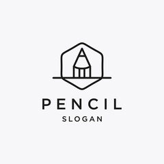 Pencil logo template. Creative idea vector design. Smart writer logotype