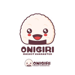 vector onigiri mascot cartoon, japanese traditional food illustration