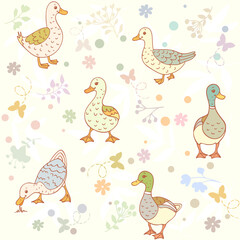ducks seamless pattern