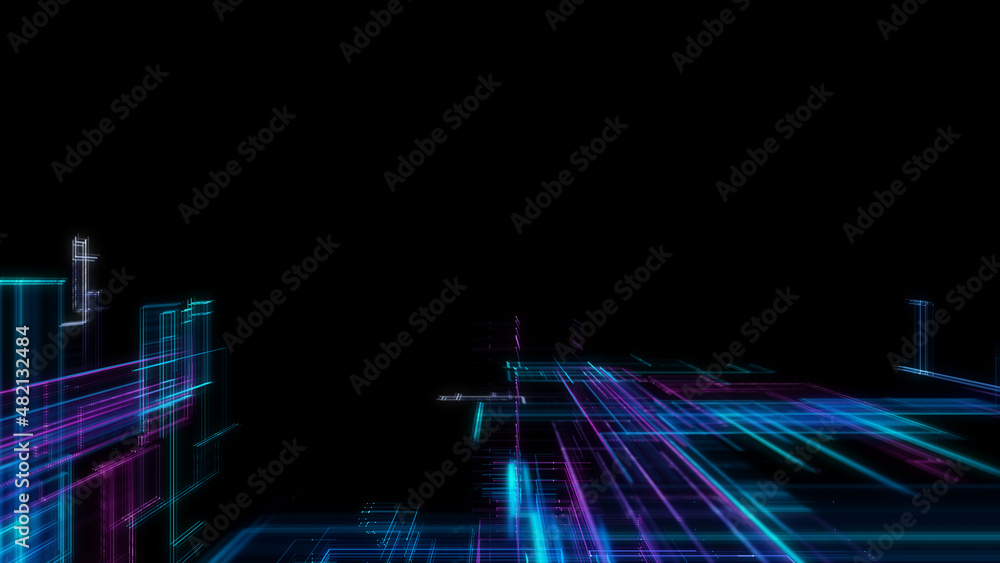 Poster digital cyberspace with particles. techology background