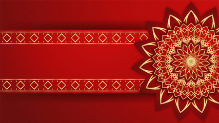 Beautiful Mandala hanging lantern arabic red Islamic design background