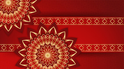 Beautiful Mandala hanging lantern arabic red Islamic design background