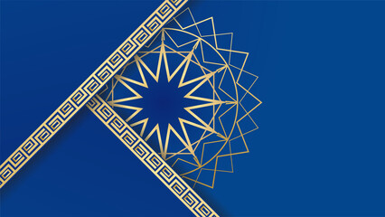 Elegant Mandala arabic golden blue Islamic design background