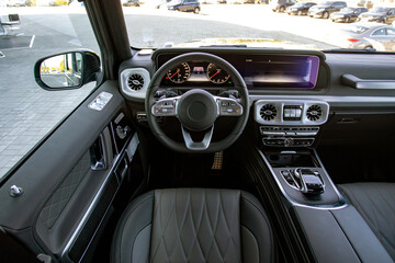 dark Interior of a luxury sports car