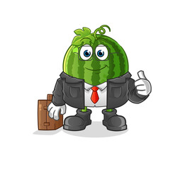 watermelon office worker mascot. cartoon vector