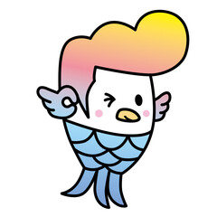 つっぱりアマビエ君が了解のポーズをしています。
コロナで流行った日本の妖怪「アマビエ」。
あまりにも、コロナが長引くので、アマビエもグレちゃいましたよ。
ポンパドールのヘアスタイルがお気に入りのアマビエ君は、ちょっとドジだけど、熱いハートの持ち主です。
ベクターイラスト。