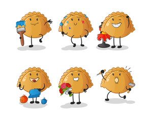 dumpling artist group character. cartoon mascot vector