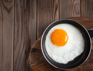Top view of omelette in a pan