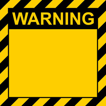 Hazard warning industrial plate, yellow black stripes warning template