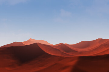 Fototapeta na wymiar Sand and desert landscape at night under blue sky