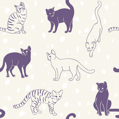 Cats seamless pattern