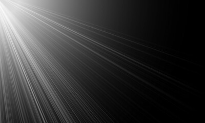 Ray light or sunburst isolated on black background for overlay design or screen blending mode