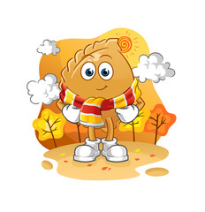 dumpling in the autumn. cartoon mascot vector