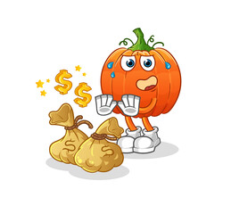 pumpkin refuse money illustration. character vector