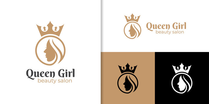 feminine luxury and Beauty woman hair salon golden logo. for queen logo. cosmetic, skin care business logo design