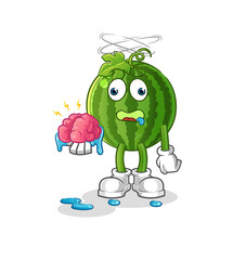 watermelon no brain vector. cartoon character