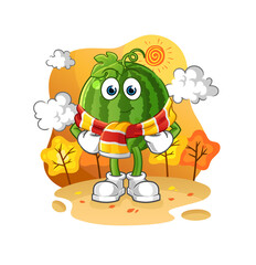 watermelon in the autumn. cartoon mascot vector