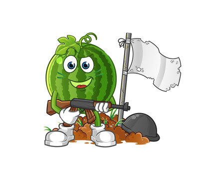 recommend clip art: watermelon army character. cartoon mascot vector