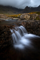 Dramatic landscape of Fairy Pools on The Isle of Skye, Scotland, UK.