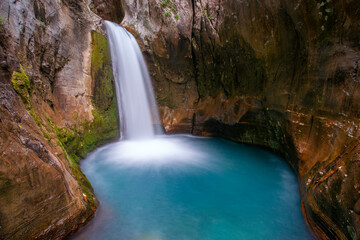 Fototapeta na wymiar Waterfall at Sapadere canyon, Alania, Turkey