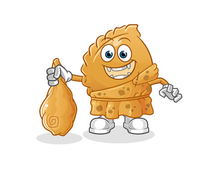 cartoon samosa character holding food, smiling clip art preview