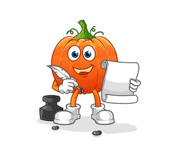 pumpkin writer vector. cartoon character