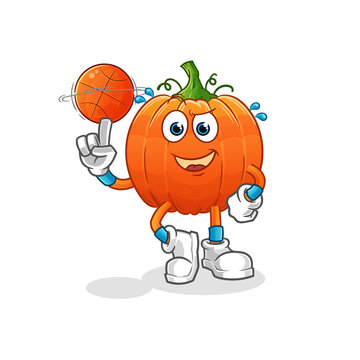 pumpkin playing basket ball mascot. cartoon vector