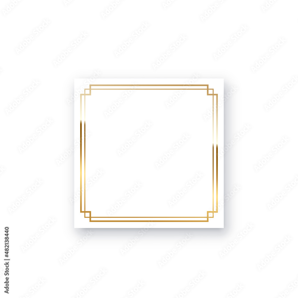 Canvas Prints white square with gold frame, elegant decor object with shine border